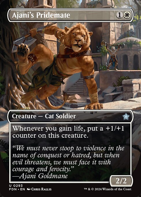 Ajani's Pridemate (293) - BORDERLESS (Foil) - Foundations - Game On