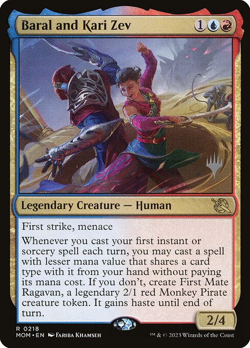 Baral and Kari Zev (218p) (Foil) - March of the Machine Promos - Game On