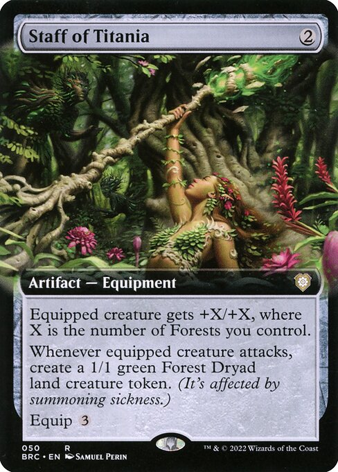Staff of Titania (50) - EXTENDED ART (Foil) - The Brothers' War Commander - Game On