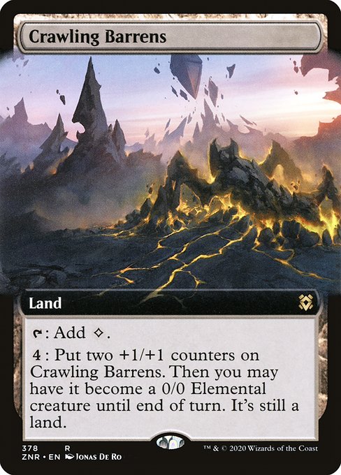Crawling Barrens (378) - EXTENDED ART (Foil) - Zendikar Rising - Game On