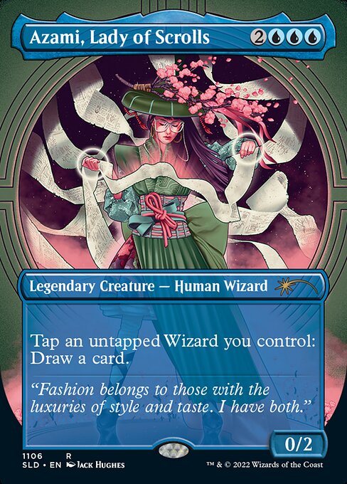Azami, Lady of Scrolls (1106) - BORDERLESS - FULL ART (Foil) - Secret Lair Drop - Game On