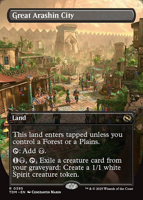 Great Arashin City (395) - BORDERLESS - FULL ART (Foil) - Tarkir: Dragonstorm - Game On