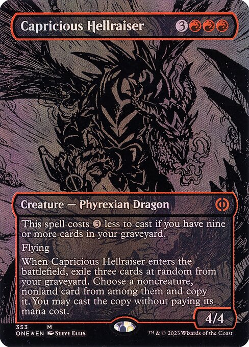 Capricious Hellraiser (353) - BORDERLESS (Foil) - Phyrexia: All Will Be One - Game On
