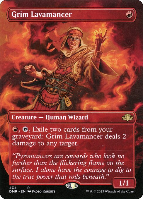 Grim Lavamancer (434) - BORDERLESS - FULL ART (Foil) - Dominaria Remastered - Game On