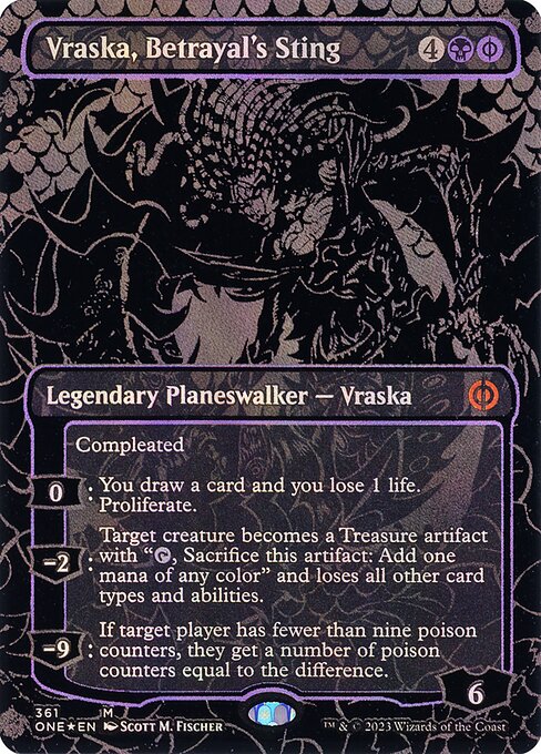 Vraska, Betrayal's Sting (361) - BORDERLESS (Foil) - Phyrexia: All Will Be One - Game On