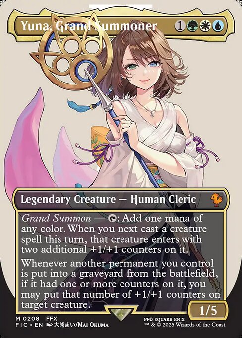 Yuna, Grand Summoner (208) - BORDERLESS - FULL ART (Foil) - Final Fantasy Commander - Game On
