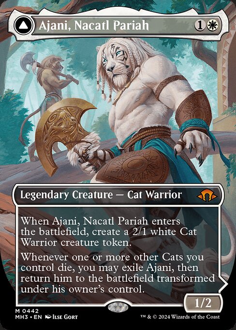 Ajani, Nacatl Pariah // Ajani, Nacatl Avenger (442) - BORDERLESS - FULL ART - Modern Horizons 3 - Game On
