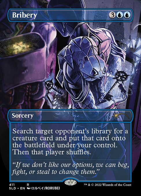 Bribery (411) - BORDERLESS - FULL ART (Foil) - Secret Lair Drop - Game On