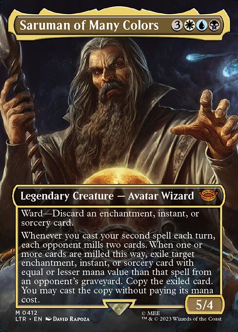 Saruman of Many Colors (412) - BORDERLESS - FULL ART (Foil) - The Lord of the Rings: Tales of Middle-earth - Game On