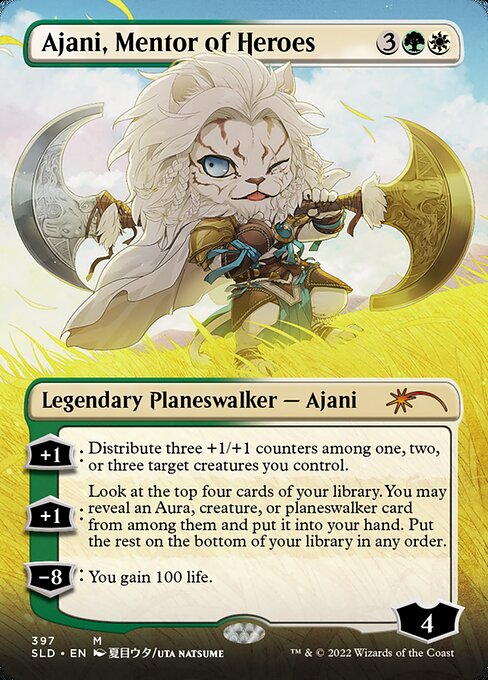Ajani, Mentor of Heroes (397) - BORDERLESS (Foil) - Secret Lair Drop - Game On