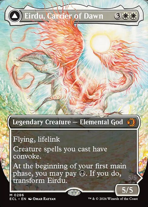 Eirdu, Carrier of Dawn // Isilu, Carrier of Twilight (286) - BORDERLESS - FULL ART - Lorwyn Eclipsed - Game On