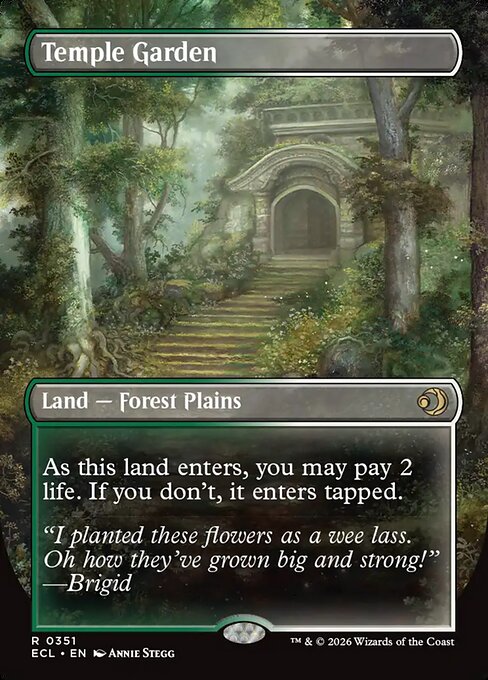 Temple Garden // Temple Garden (351) - BORDERLESS - FULL ART (Foil) - Lorwyn Eclipsed - Game On