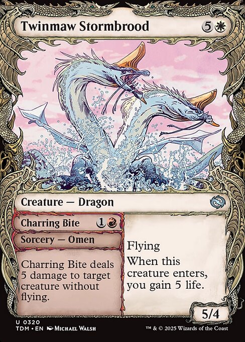 Twinmaw Stormbrood // Charring Bite (320) - SHOWCASE (Foil) - Tarkir: Dragonstorm - Game On