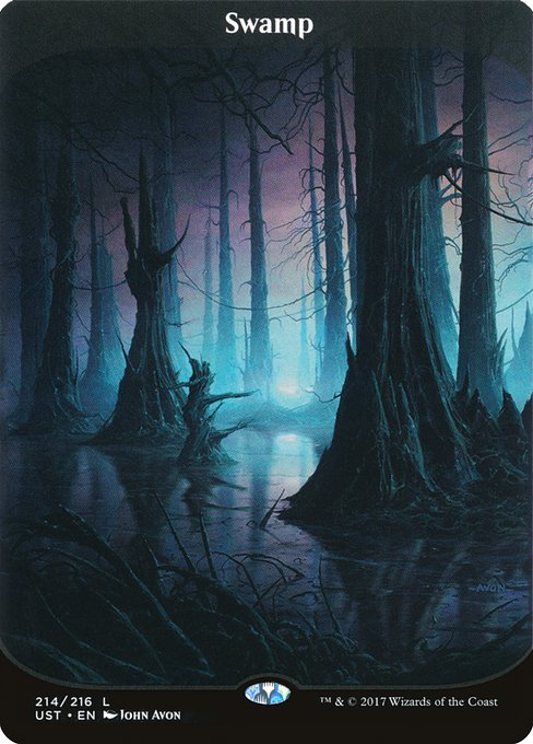 Swamp (214) - BORDERLESS - FULL ART - Unstable - Game On