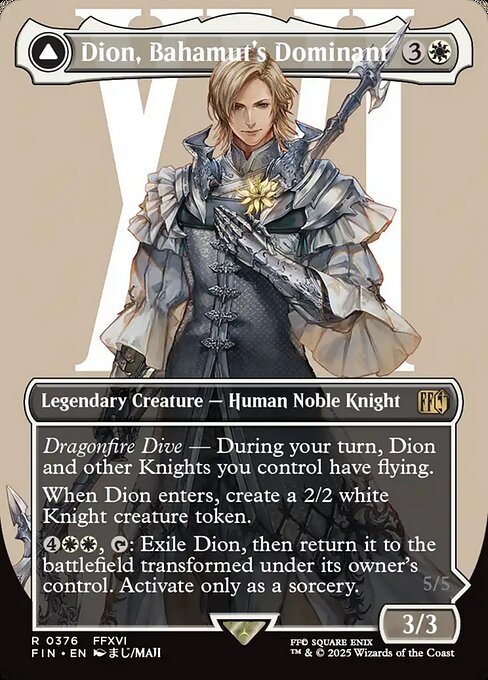 Dion, Bahamut's Dominant // Bahamut, Warden of Light (376) - BORDERLESS - FULL ART (Foil) - Final Fantasy - Game On