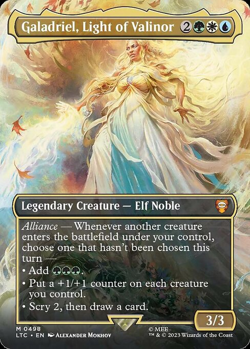 Galadriel, Light of Valinor (498) - BORDERLESS - FULL ART (Foil) - Tales of Middle-earth Commander - Game On