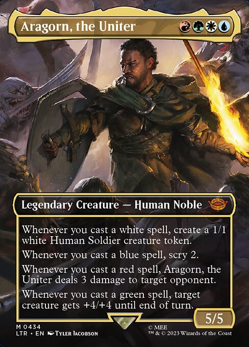 Aragorn, the Uniter (434) - BORDERLESS - FULL ART (Foil) - The Lord of the Rings: Tales of Middle-earth - Game On