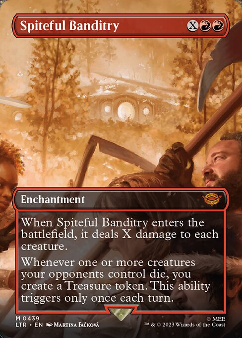 Spiteful Banditry (439) - BORDERLESS - FULL ART (Foil) - The Lord of the Rings: Tales of Middle-earth - Game On
