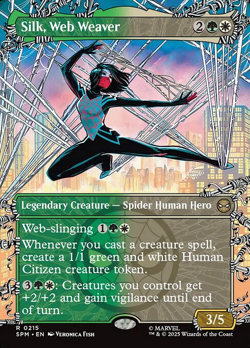 Silk, Web Weaver (215) - BORDERLESS - FULL ART - Marvel's Spider-Man - Game On