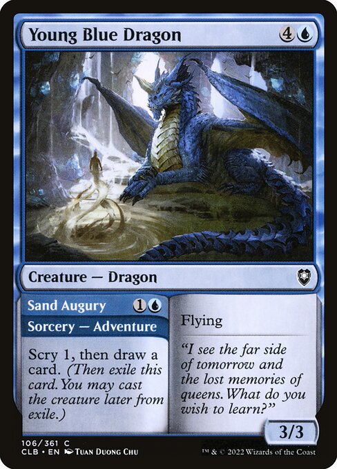 Young Blue Dragon // Sand Augury (106) (Foil) - Commander Legends: Battle for Baldur's Gate - Game On