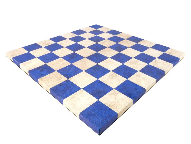 Faux Leather Chess Board - Blue & Cream - Game On