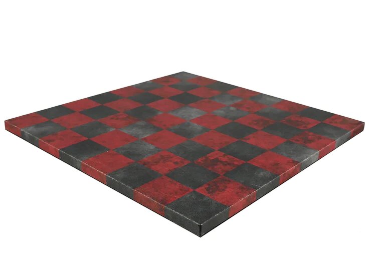 Faux Leather Chess Board - Red & Dusky Black - Game On