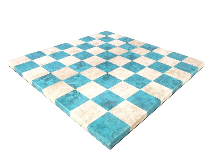 Faux Leather Chess Board - Turquoise & Cream - Game On