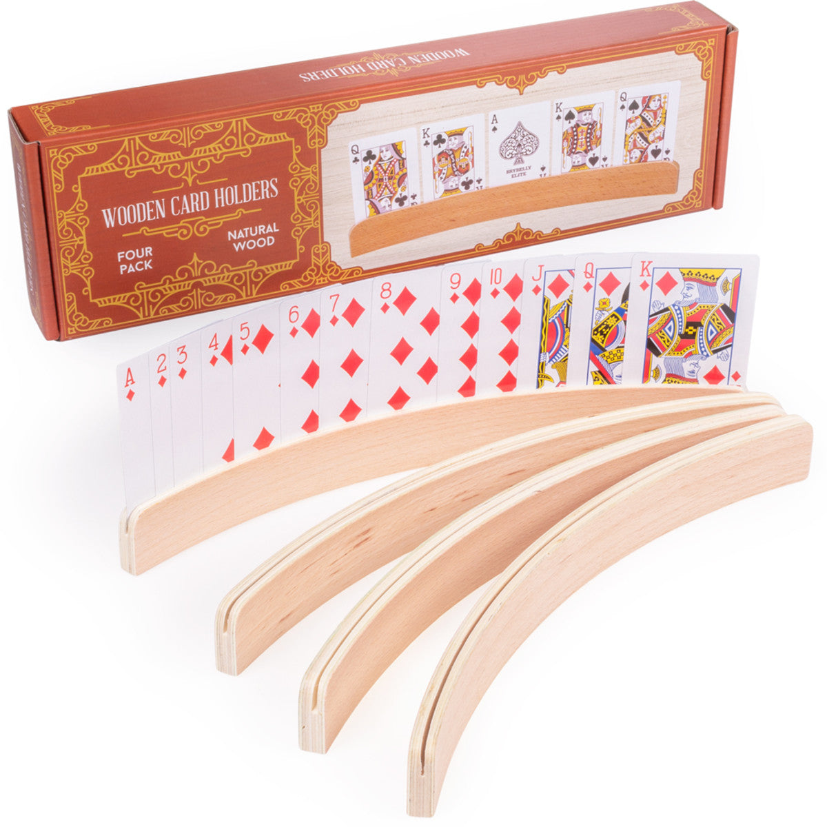 Wooden Card Holders, 4-Pack - Classic - Game On